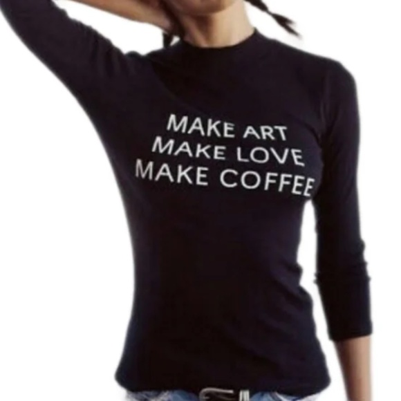 NWT Daydream Nation Make Art Make Love Make Coffee Graphic Mock Neck T-shirt - Picture 4 of 4